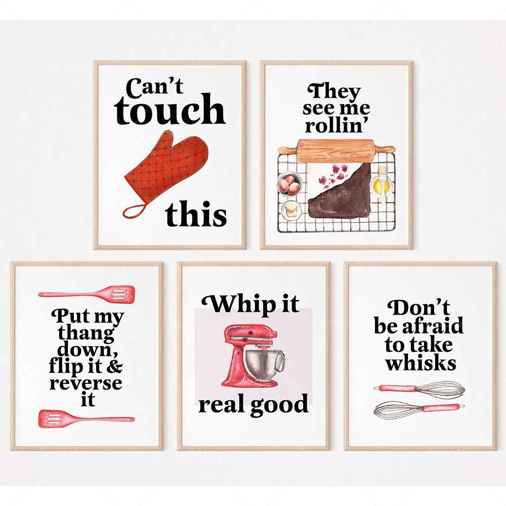 Kitchen Baking Wall Art - Zabawne cytaty o pieczeniu, plakaty, zabawne