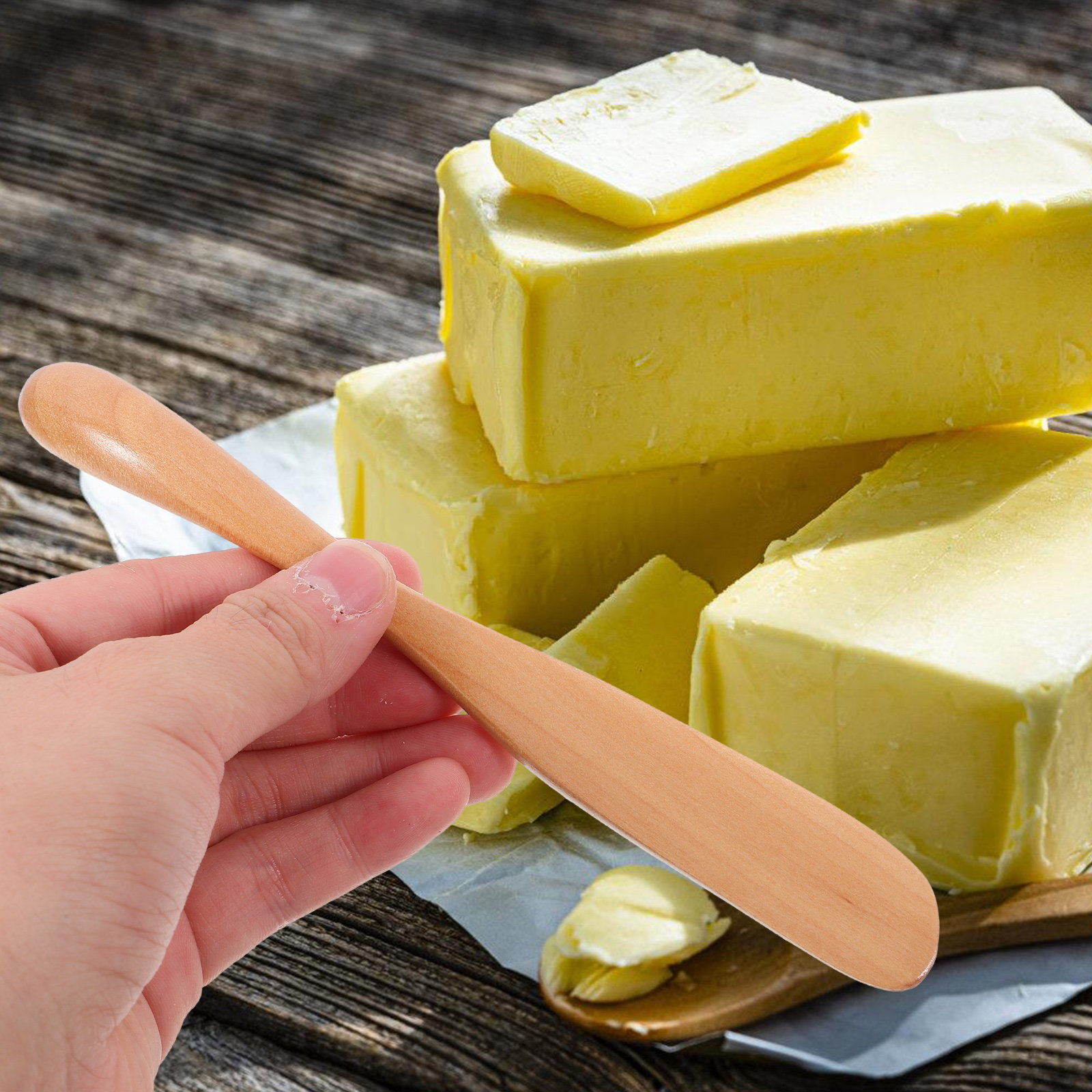 Kitchen Baking Utensils - 5-częściowy zestaw drewnianych przyborów kuchennych, naturalne