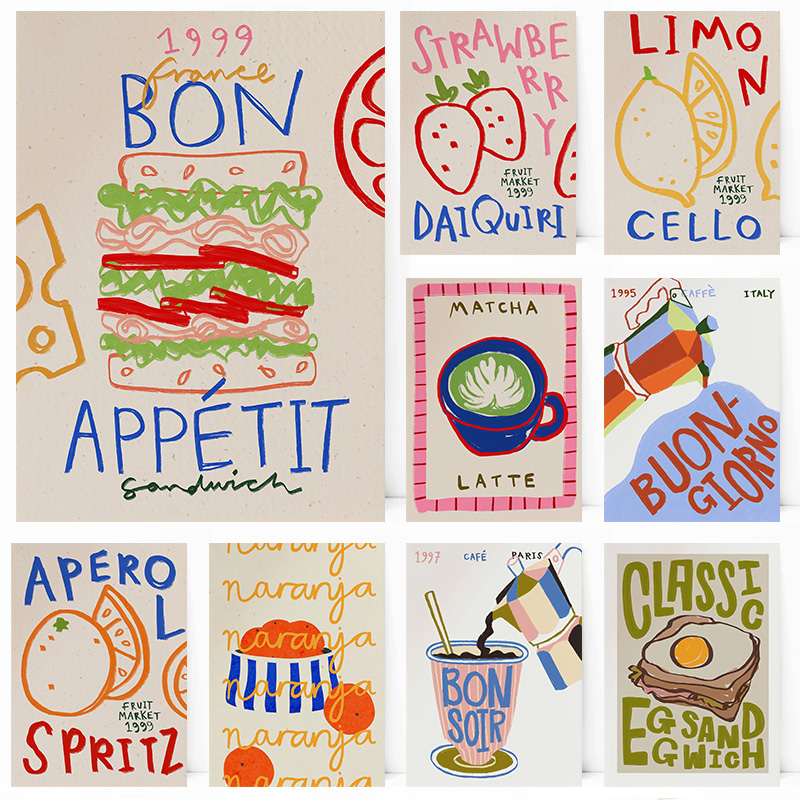 Kitchen Baking Wall Art - Plakat do pieczenia ciast, chleba, kawy,