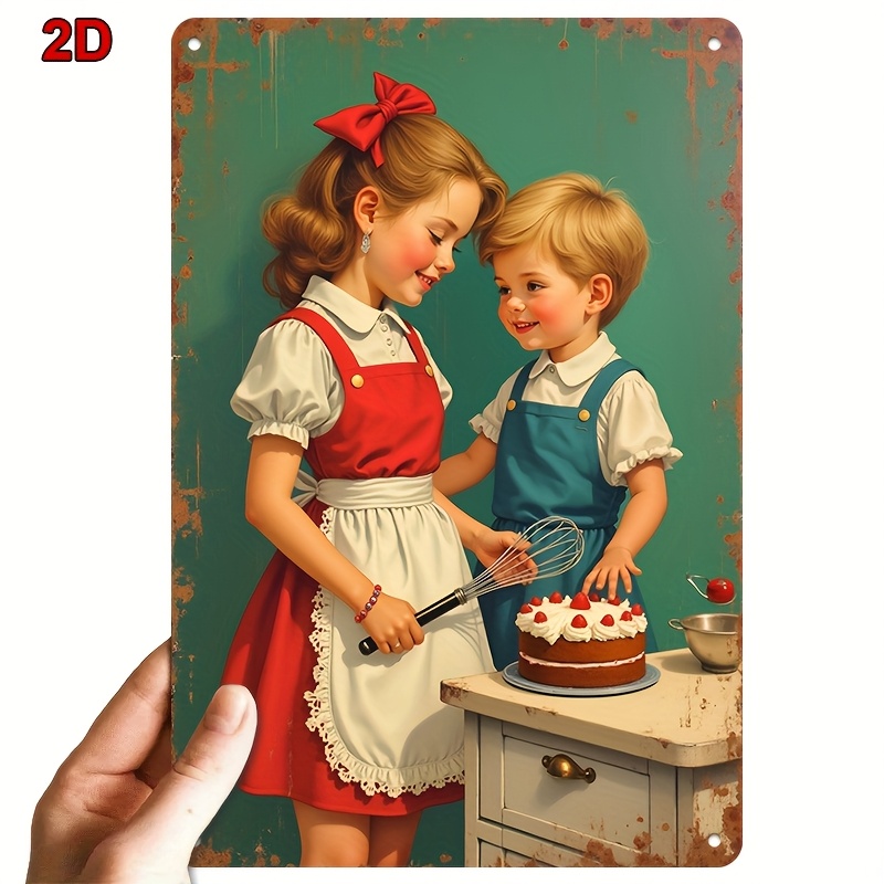Kitchen Baking Wall Art - Metalowy szyld blaszany 8x12 cali Siostry