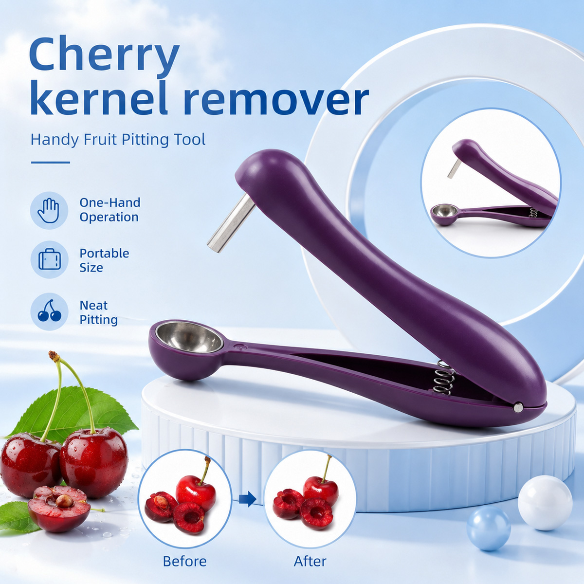 Kitchen Baking Tools - Ręczny wykrawacz do pestek wiśni i