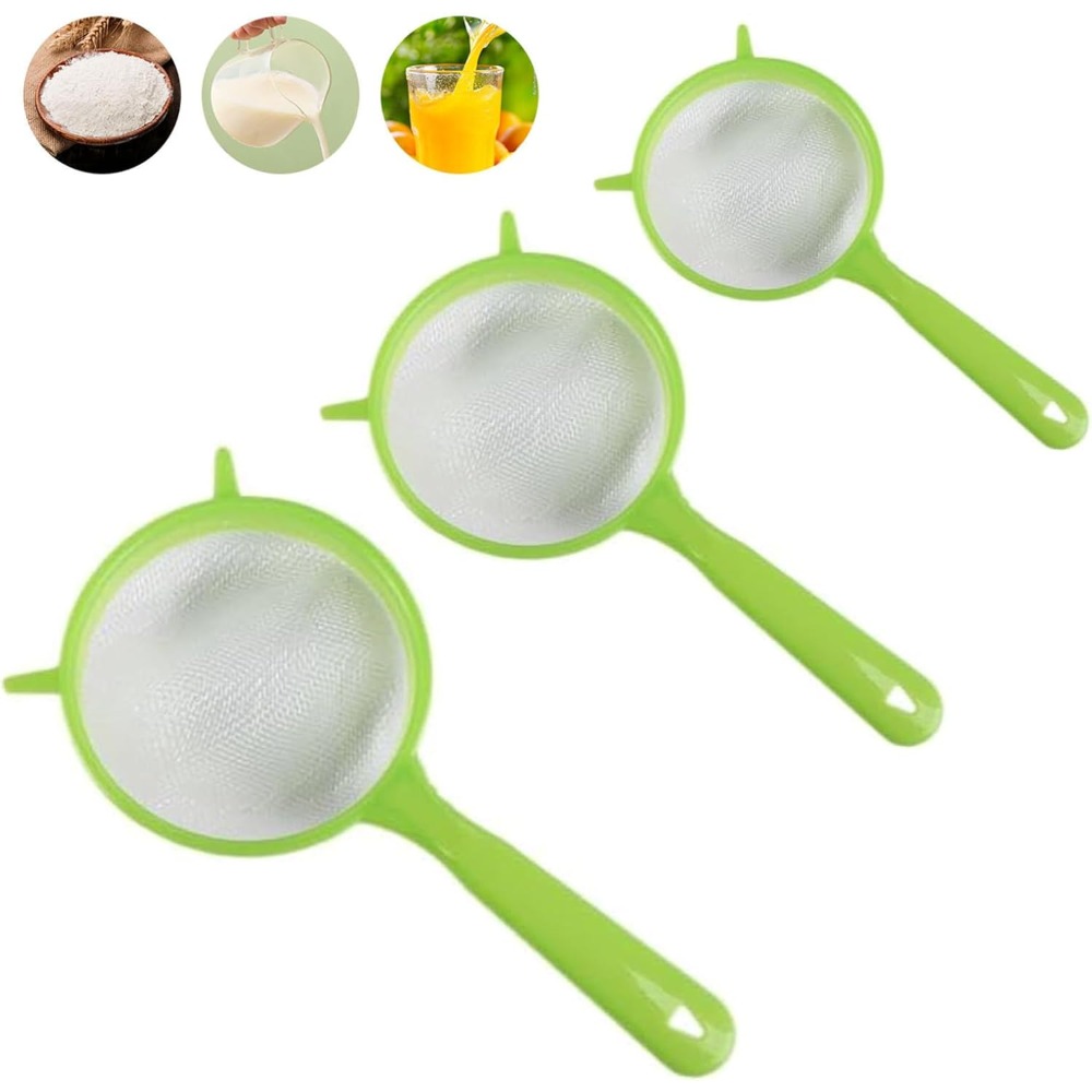 Kitchen Baking Utensils - Zestaw 3 sitek z drobnymi oczkami,