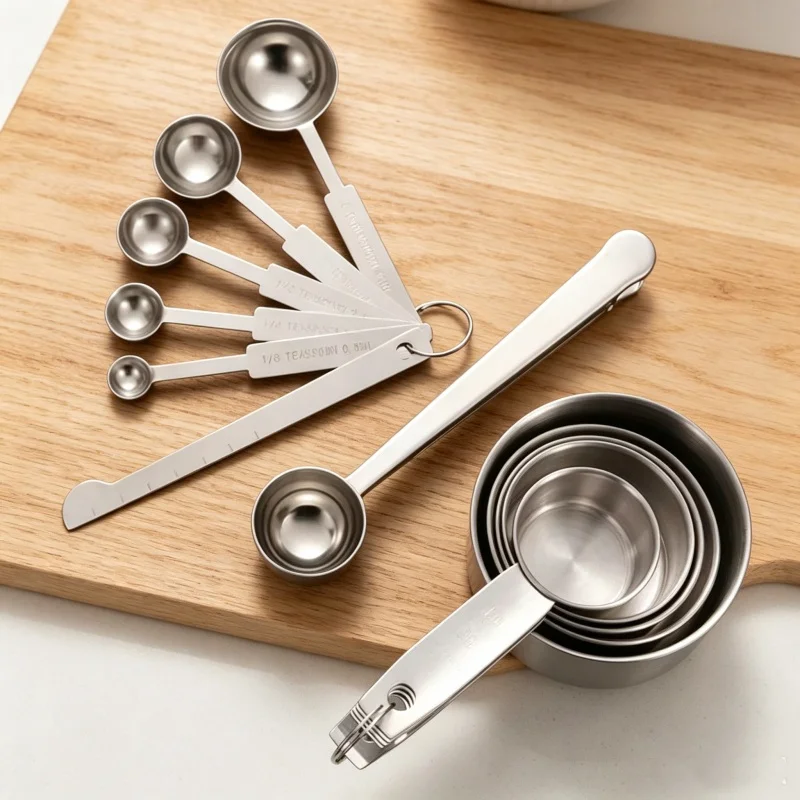 Baking Powder Kitchen - Zestaw łyżeczek miarowych ze stali nierdzewnej,