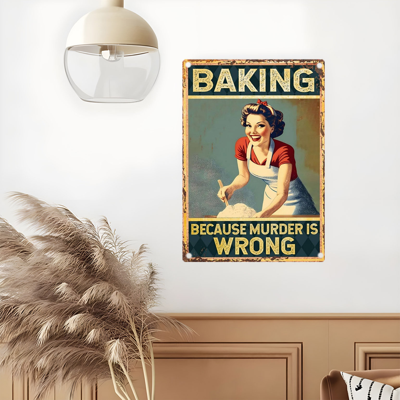 Zabawny metalowy szyld z cytat – Kitchen Baking Wall Art recenzja i cena