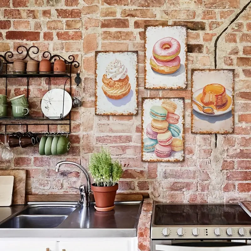 Płaski, dwuwymiarowy zestaw 4  – Kitchen Baking Wall Art recenzja i cena
